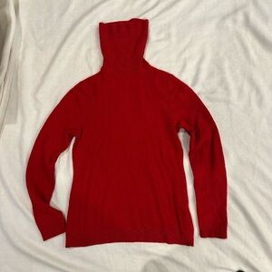 100% Cashmere Jones & Co Red Turtleneck Knit Sweater Sz M